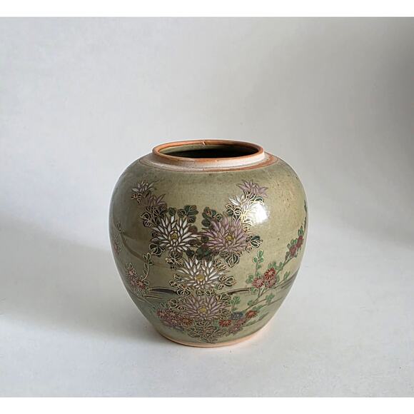 Unknown Other - Vintage Japanese Floral Moriage Pottery Ginger Jar or Vase 4.5in